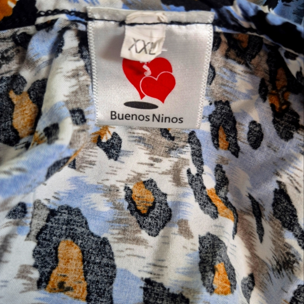 Buenos Ninos Leopard Tank Romper In Blue& Brown W/ Pockets Size XXL - Picture 4 of 4
